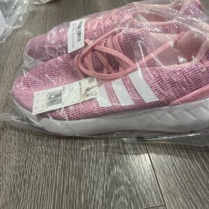 Adidas Kids Sneakers in Pink Mesh with White Stripes